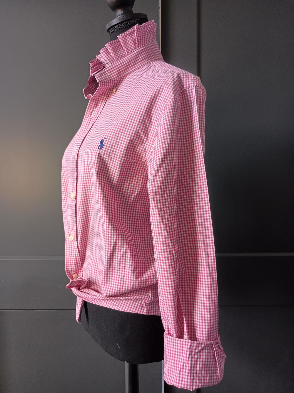 Upcycled Women's Ralph Lauren Ruffled Collar Shirt #117